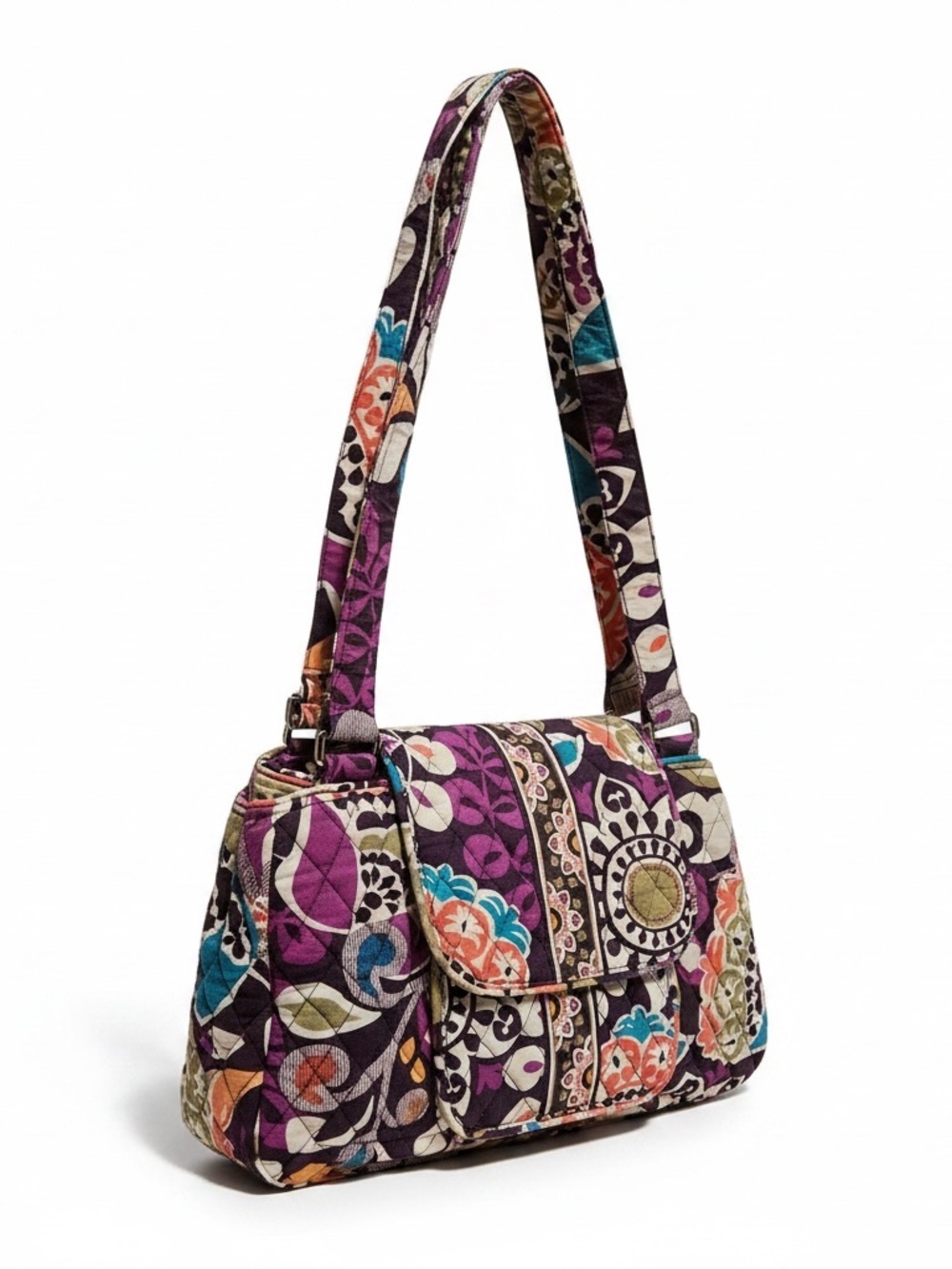 Vera Bradley Retired Plum Crazy Quilted Floral Shoulder Bag in Purple Multi